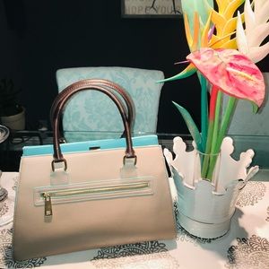 Tan and Tiffany Blue Medium Size Purse